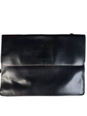 Lodis Audrey Leather Laptop Business Bag Document Organizer Messenger Black/Red